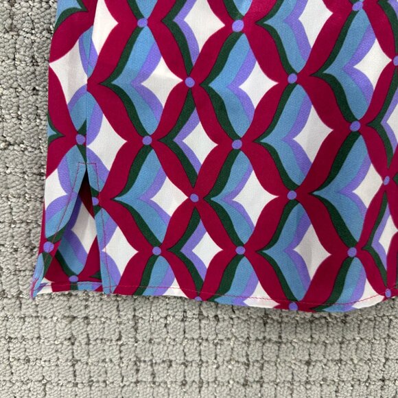 Marella Pure Silk Blouse Womens  Size 2 Multicolor Sleeveless Geometric Pattern - Picture 6 of 12